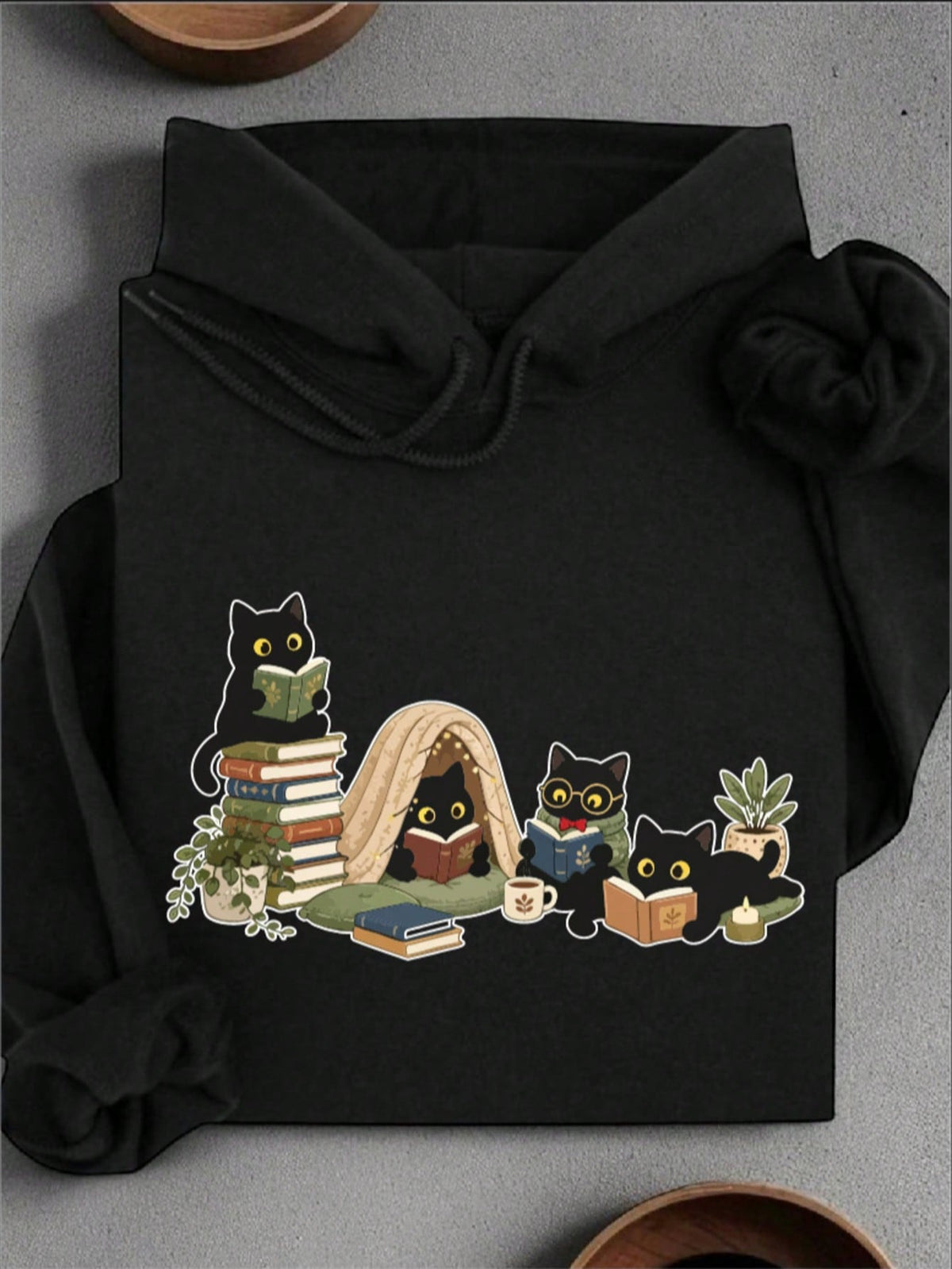 Black Reading Cats Unisex Hoodie