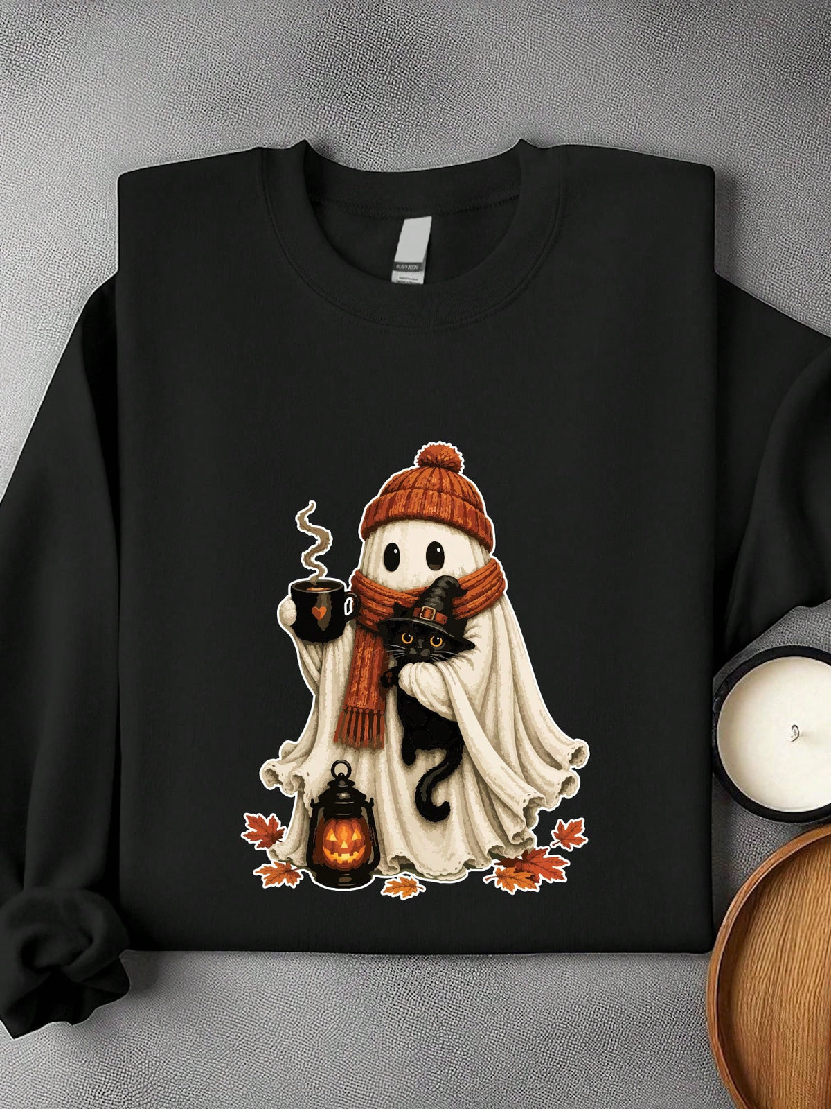 Halloween Cat Ghost Unisex Sweatshirt