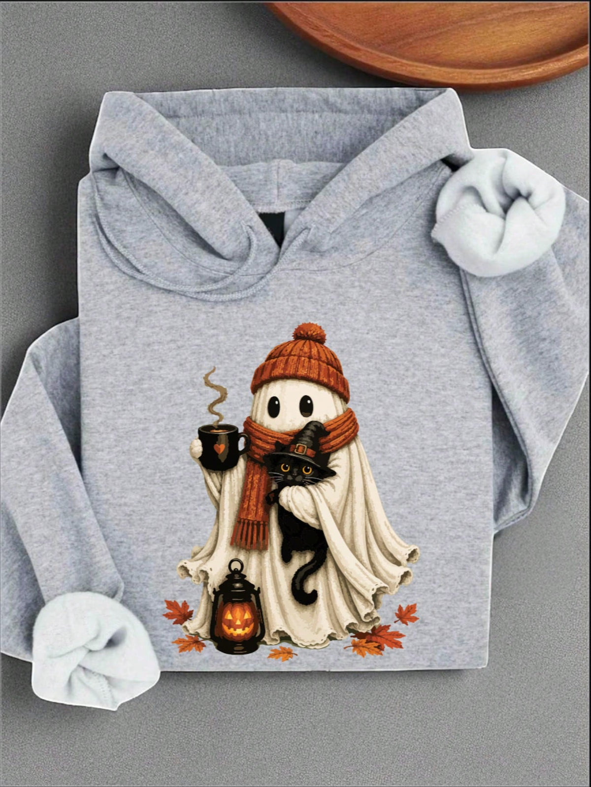 Halloween Cat Ghost Unisex Hooded Hoodie