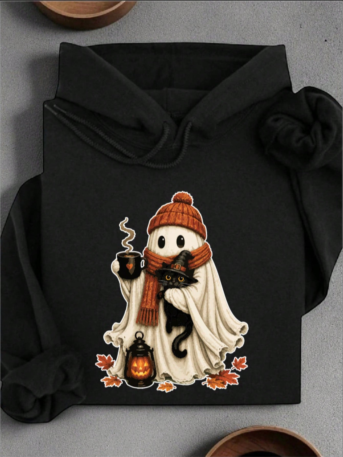 Halloween Cat Ghost Unisex Hooded Hoodie