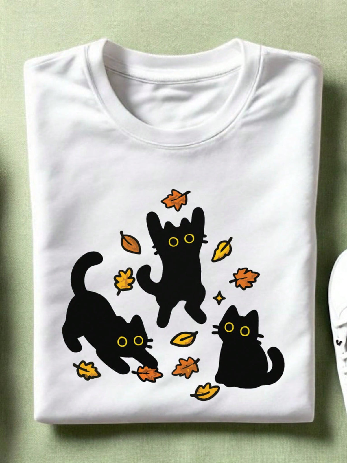 Black Cats And Fall Leaves Unisex T-Shirt