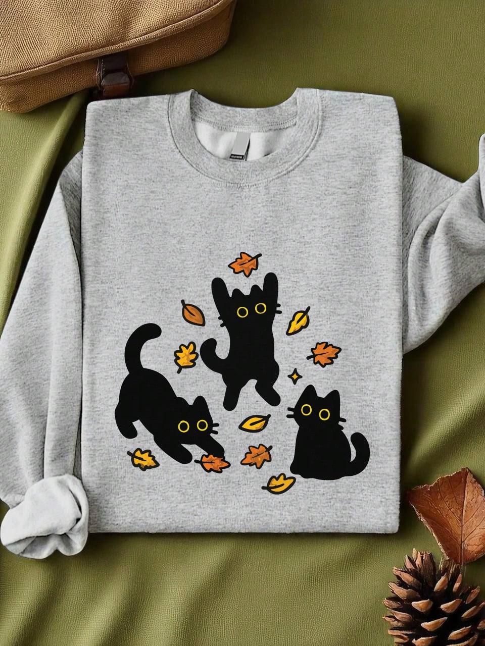 Black Cats And Fall Leaves Unisex Sweatshirt