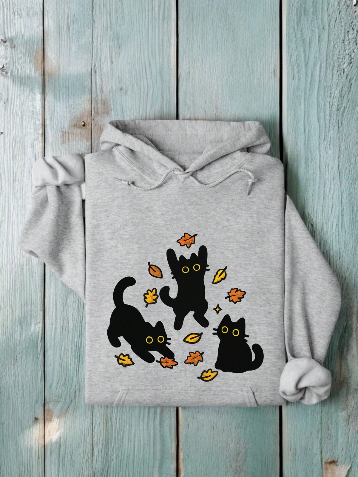 Black Cats And Fall Leaves Unisex Hoodie