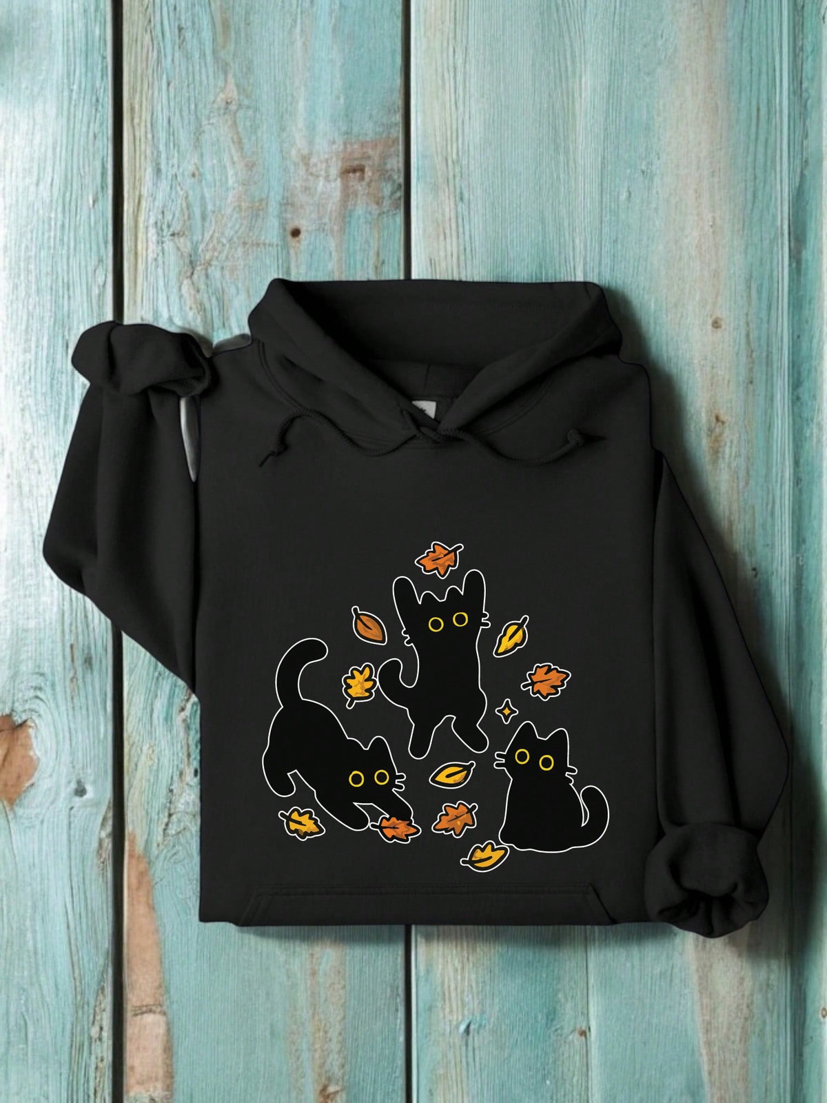 Black Cats And Fall Leaves Unisex Hoodie