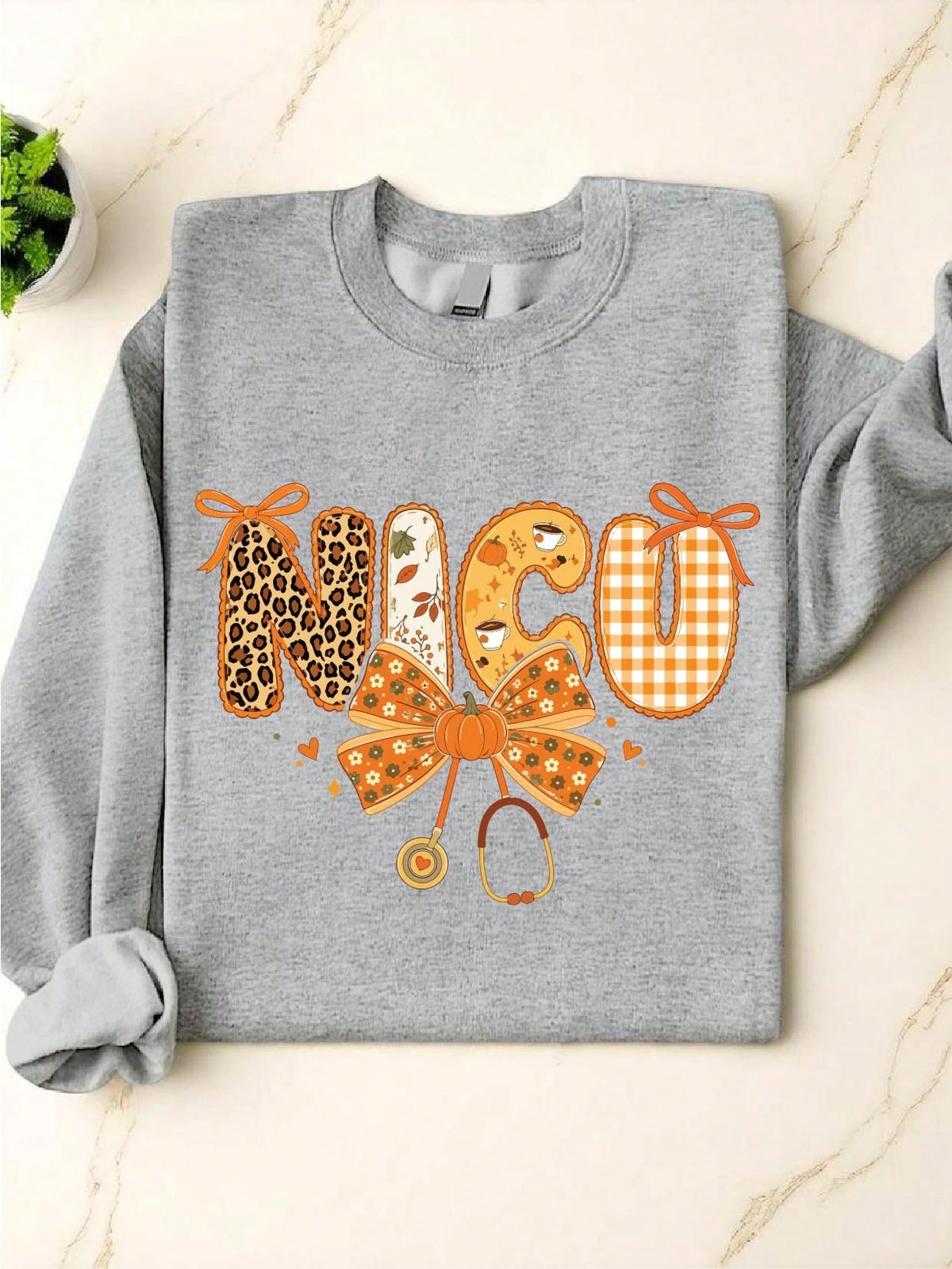 Nurse Pumpkin Bow Sweatshirt
