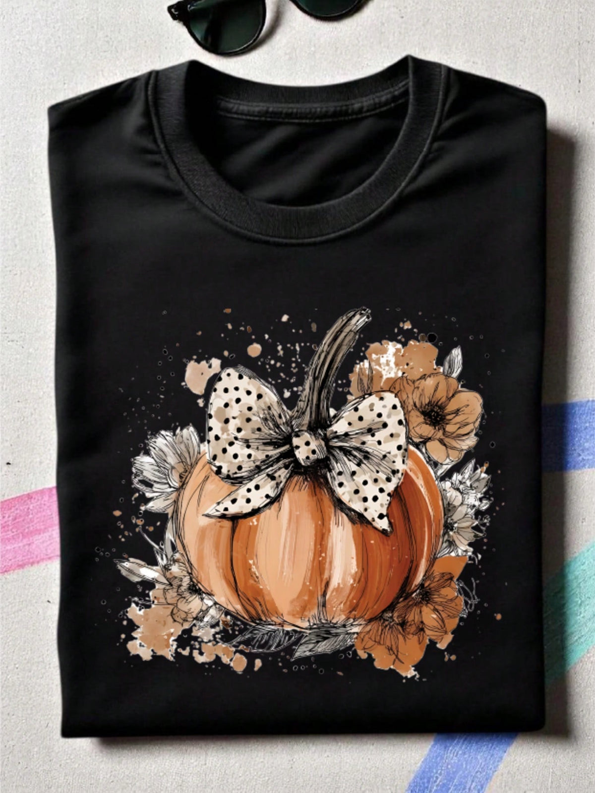 Floral Fall Pumpkin T-Shirt