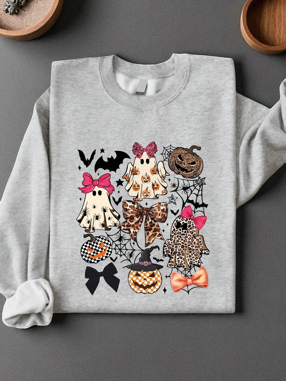Coquette Leopard Pumpkin Ghost Sweatshirt