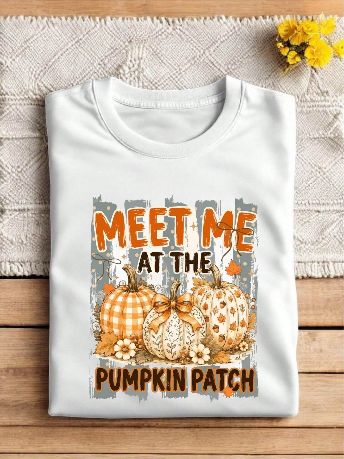 Retro Stripes Floral Take Me To The Pumpkin Patch T-Shirt