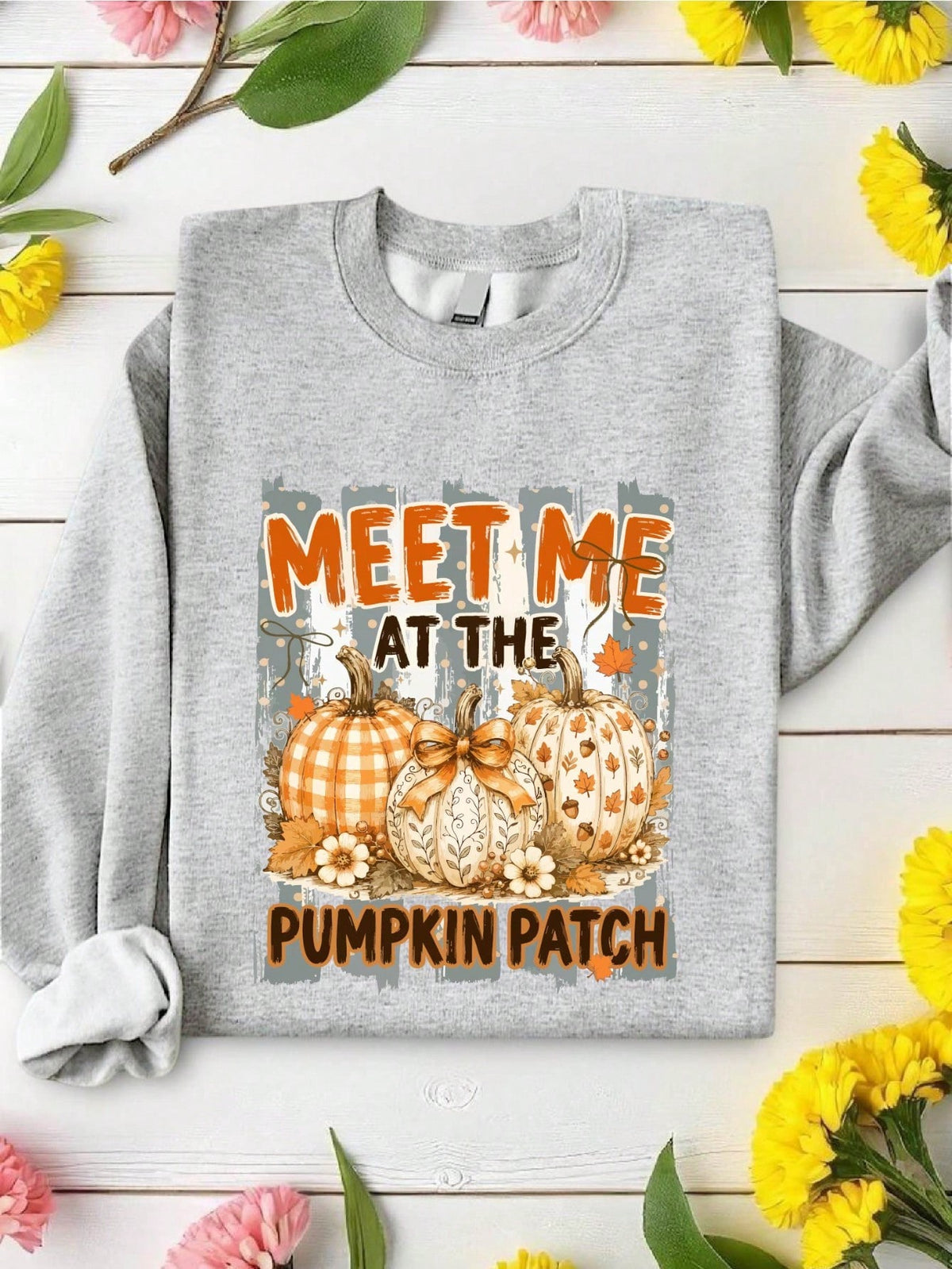 Retro Stripes Floral Take Me To The Pumpkin Patch Sweatshirt