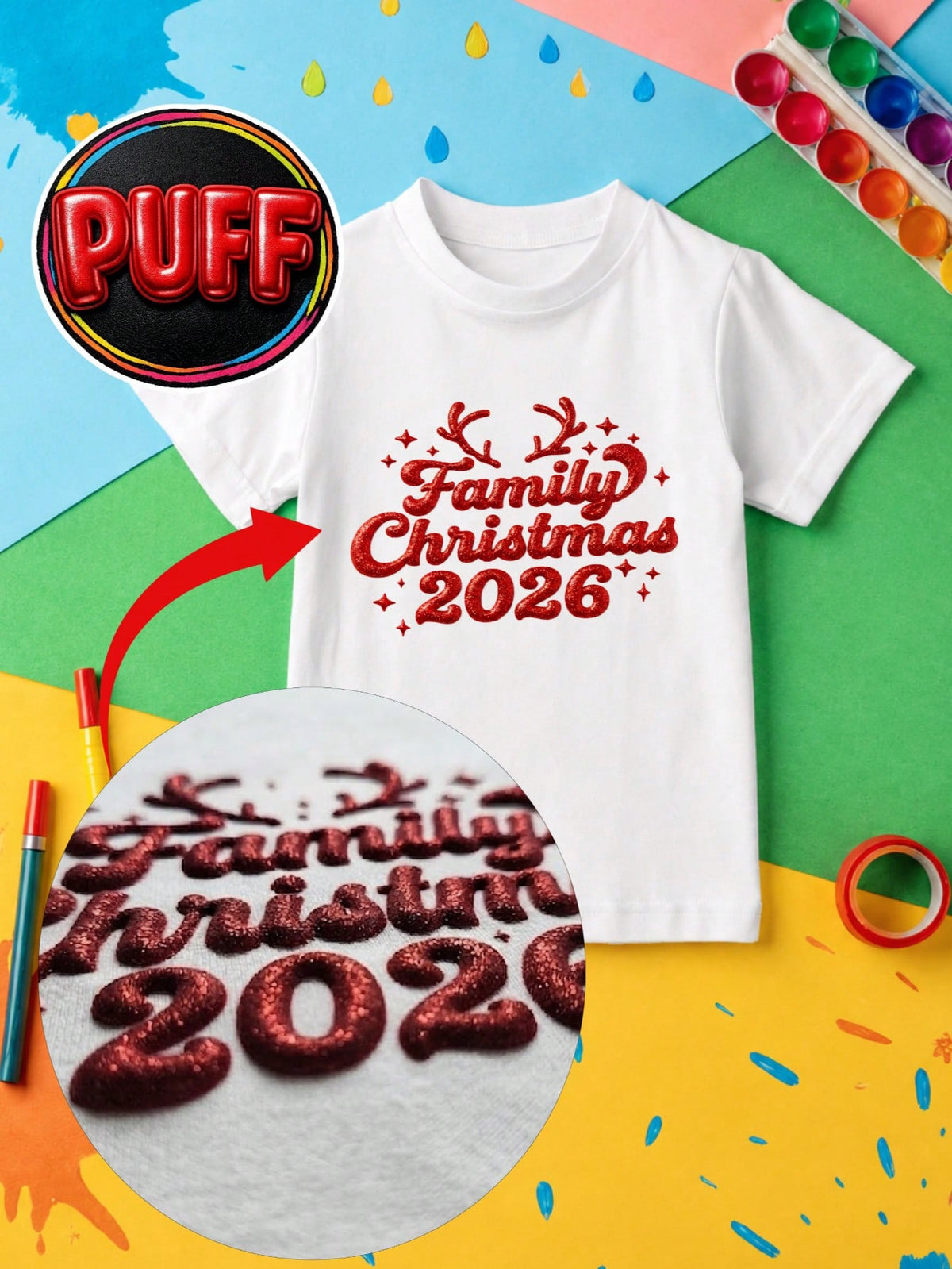 Family Christmas 3D Puff Print Bodysuit