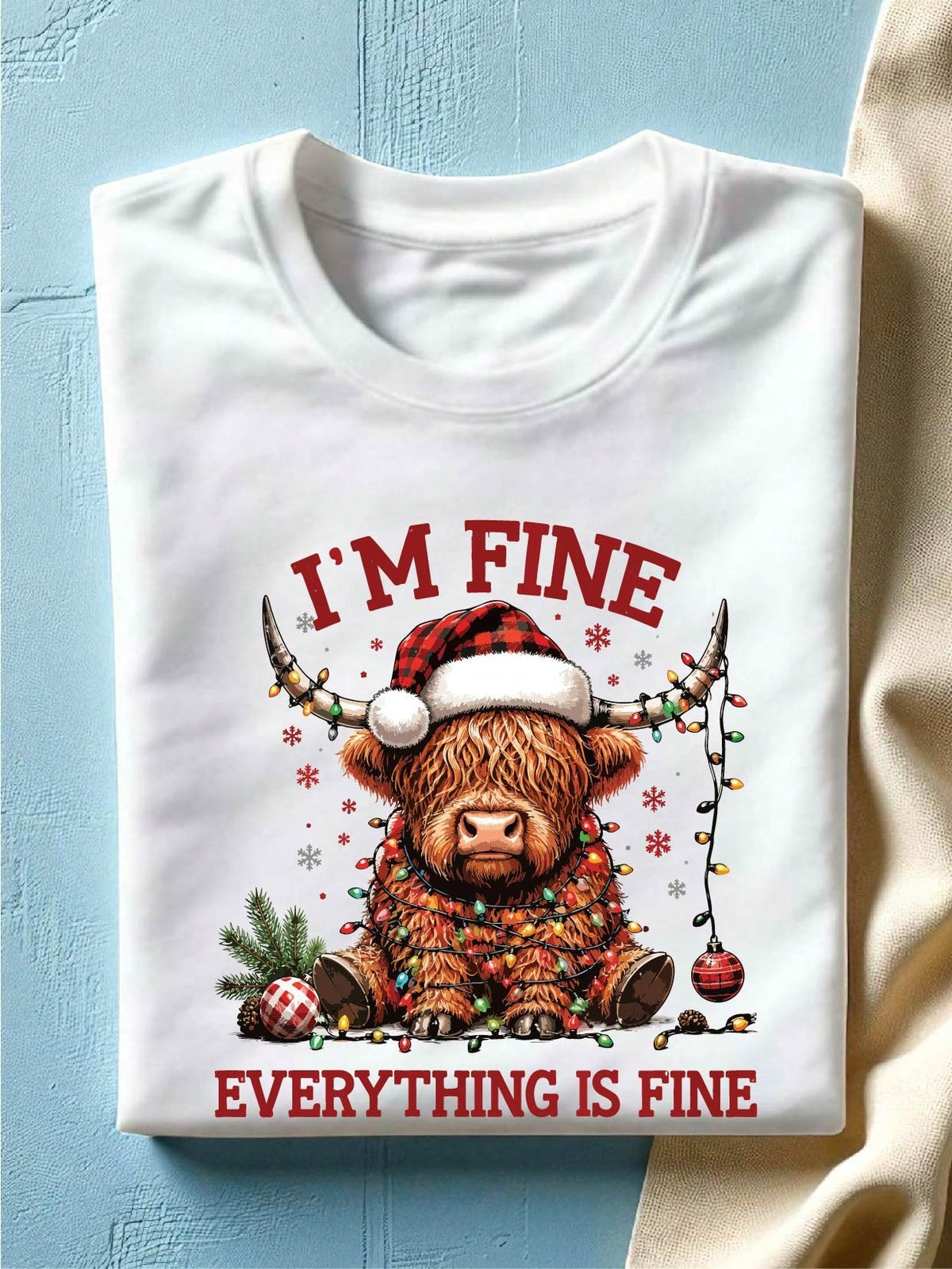 Christmas Lights Cow T-Shirt