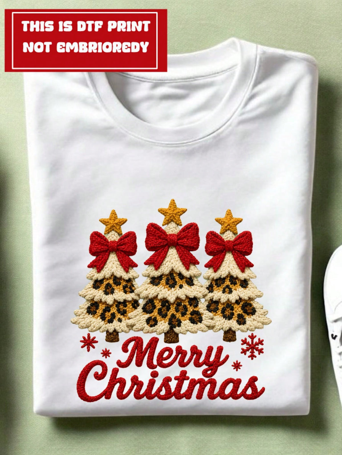 Merry Christmas Puff Yarn (DTF Graphic Print) T-Shirt