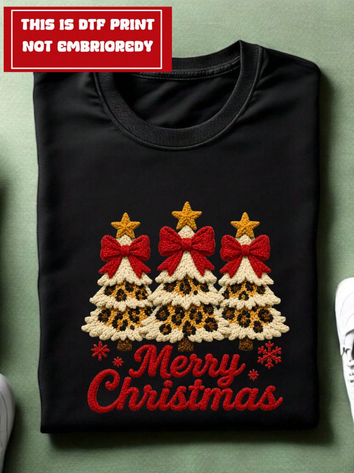 Merry Christmas Puff Yarn (DTF Graphic Print) T-Shirt