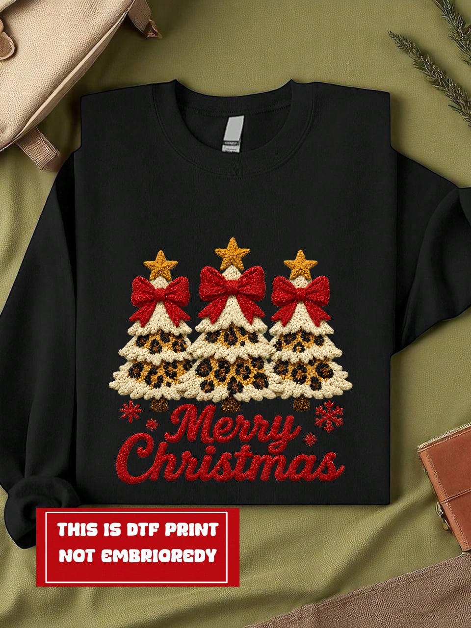 Merry Christmas Puff Yarn (DTF Graphic Print) Sweatshirt