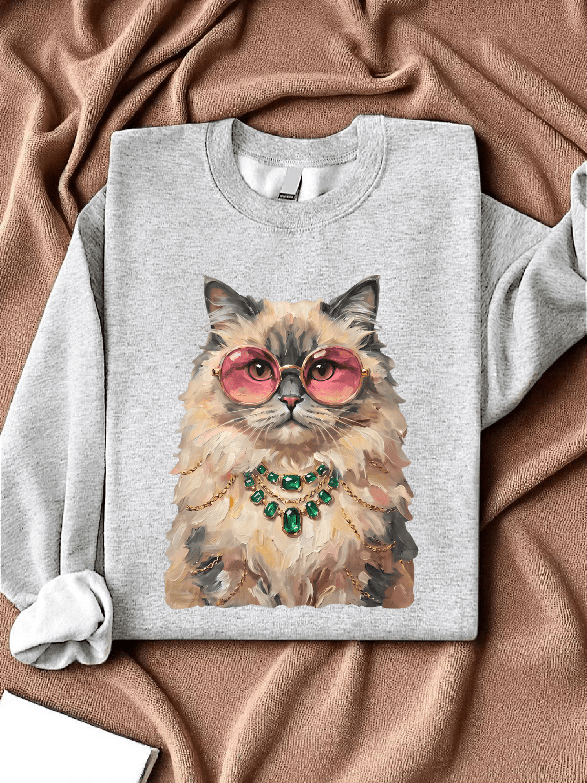 Cool Cat Wearing Pink Sunglasses Graphic Sweatshirt For Women Sweatshirt