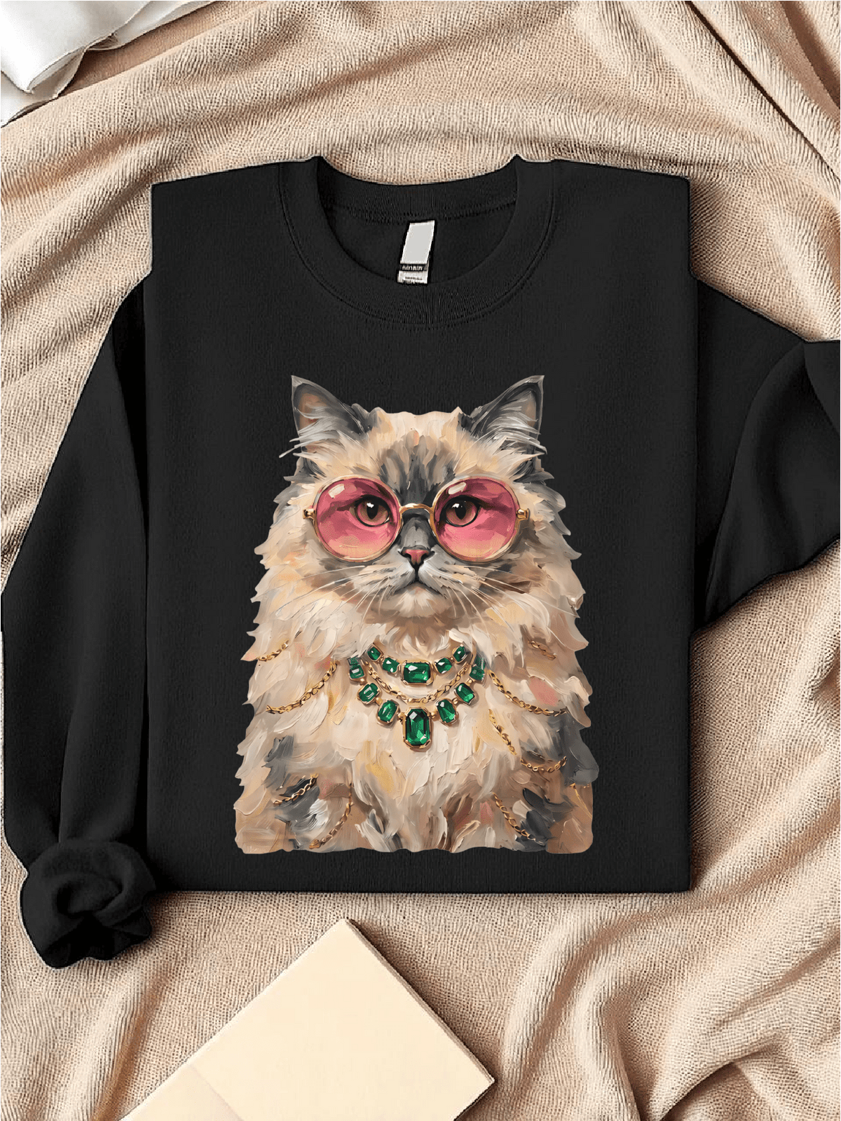 Cool Cat Wearing Pink Sunglasses Graphic Sweatshirt For Women Sweatshirt