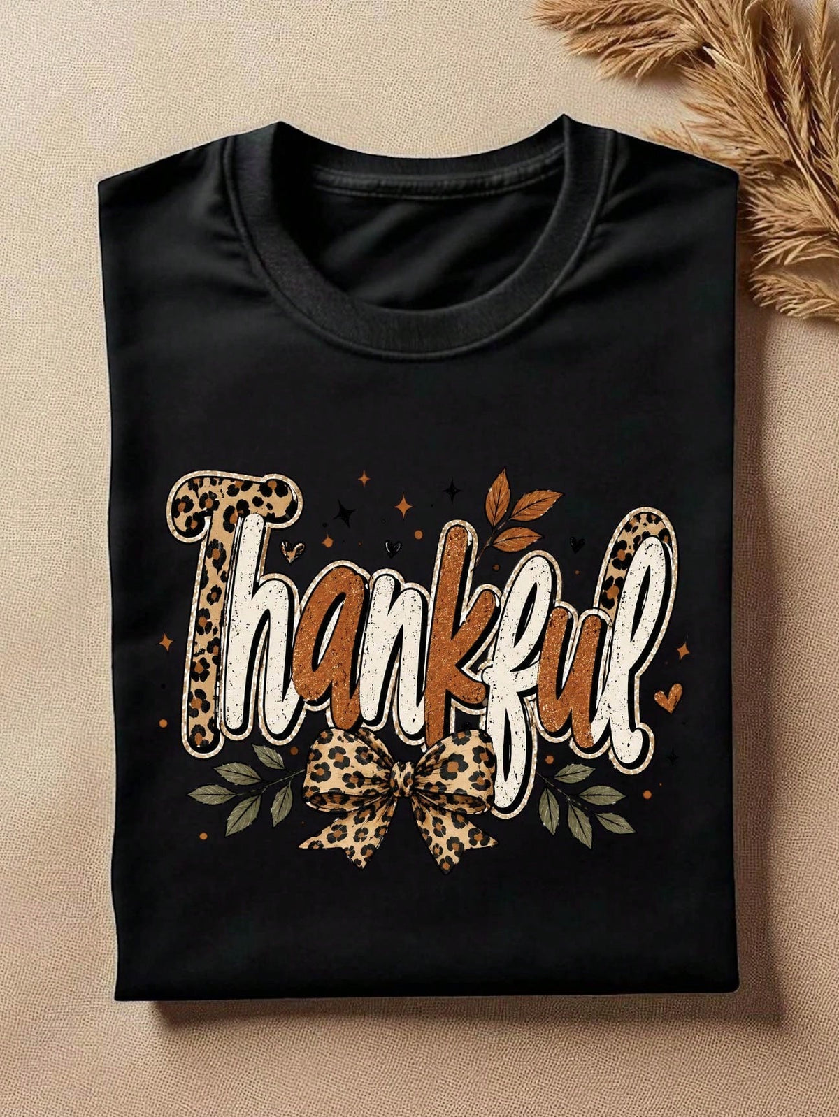 Thankful Leopard Bow T-Shirt