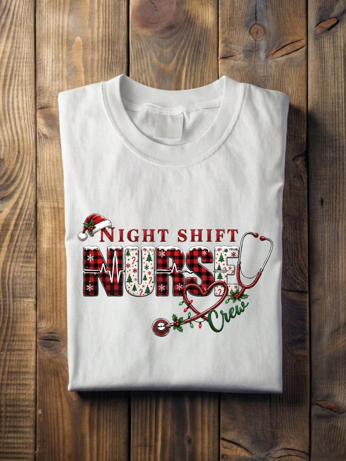 Night Shift Nurse Christmas Crew T-Shirt