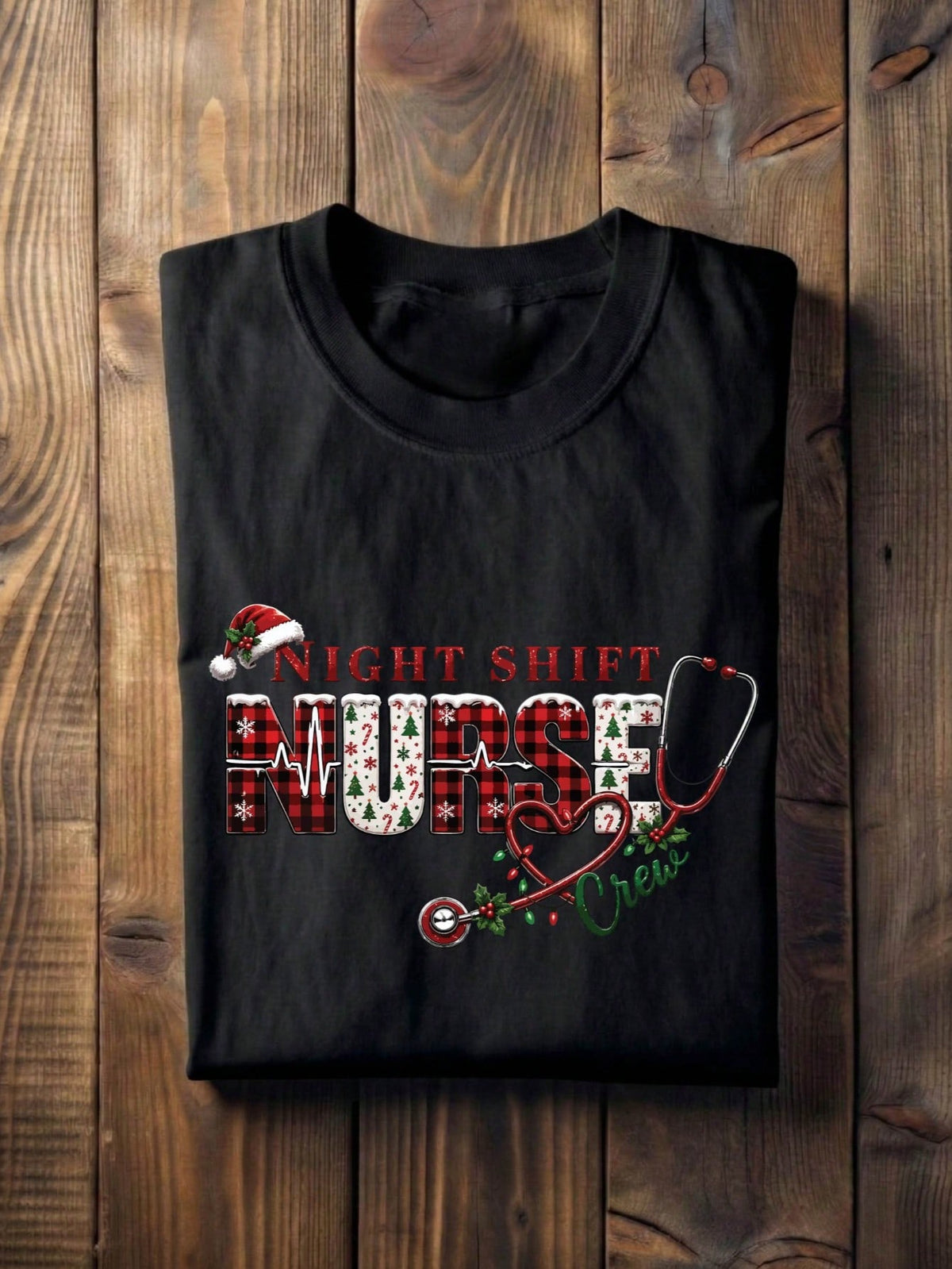 Night Shift Nurse Christmas Crew T-Shirt