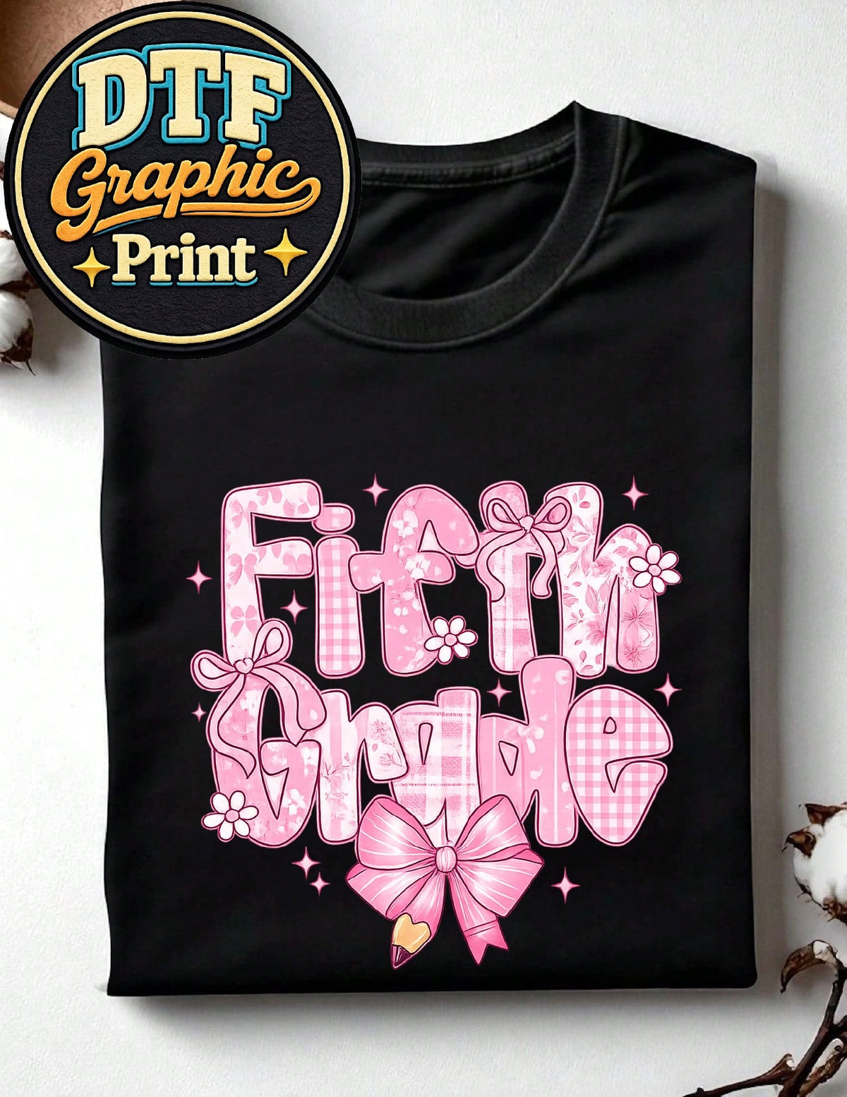 Preppy Floral Fifth Grade T-Shirt