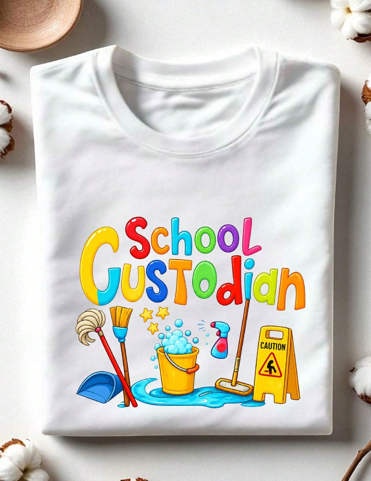 School Custodian Colorful Graphic T-Shirt