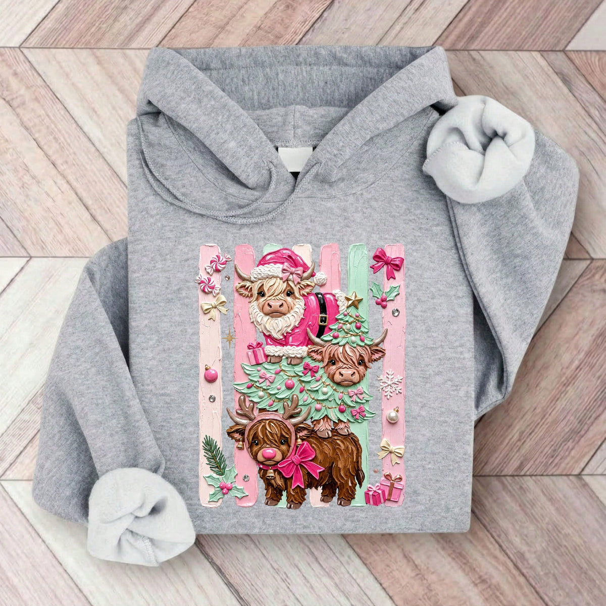 Christmas Highland Cow Hoodie