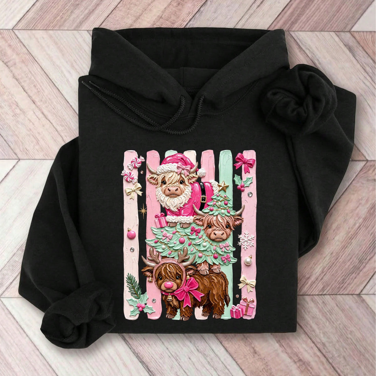 Christmas Highland Cow Hoodie