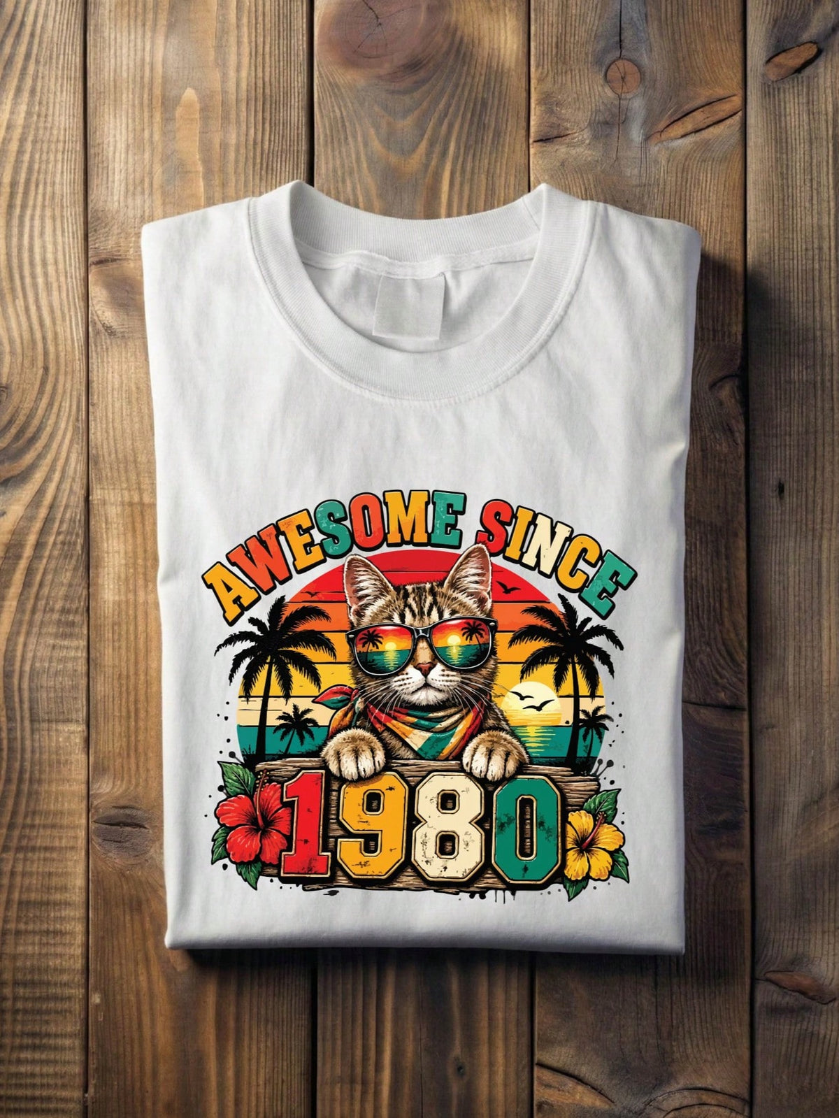 Awesome Since 1980 Cat T-Shirt