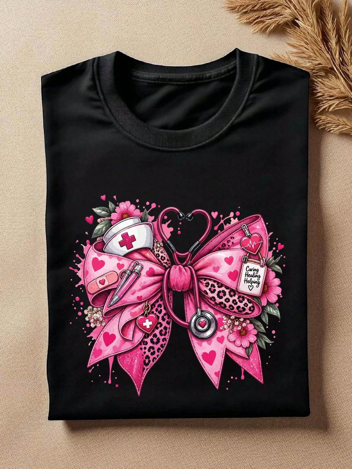 Pink Nurse Bow T-Shirt