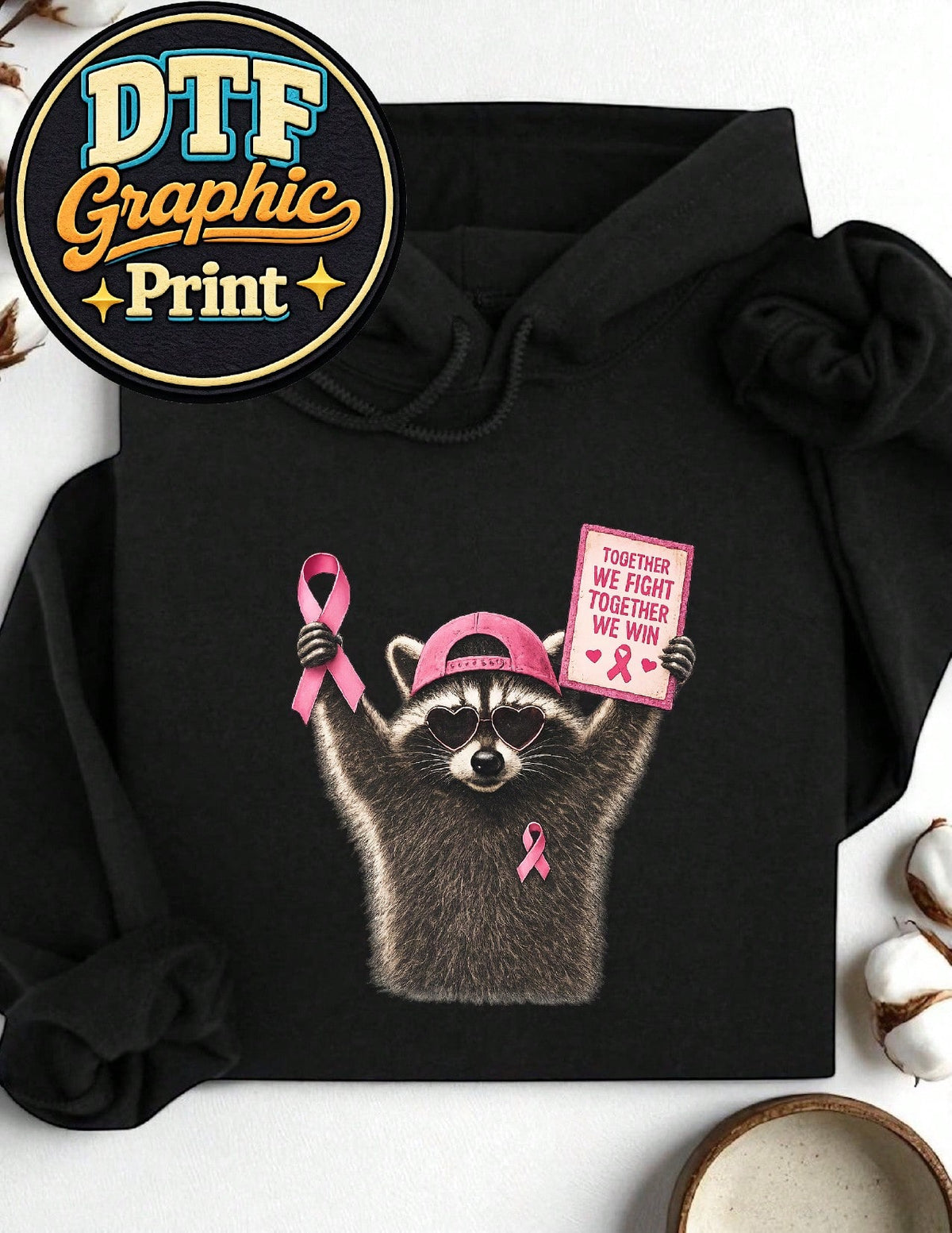 Cancer Awareness Raccoon Hoodie