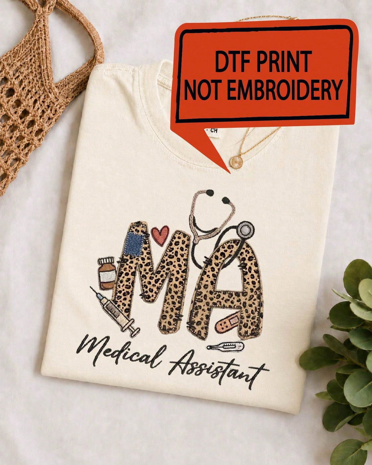 Medical Assistant Leopard ( DTF Graphic Print ) T-Shirt