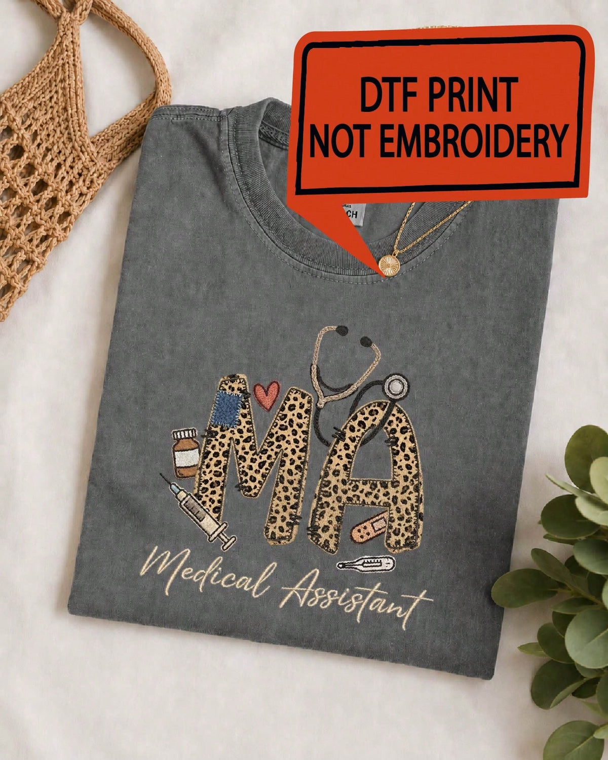 Medical Assistant Leopard ( DTF Graphic Print ) T-Shirt