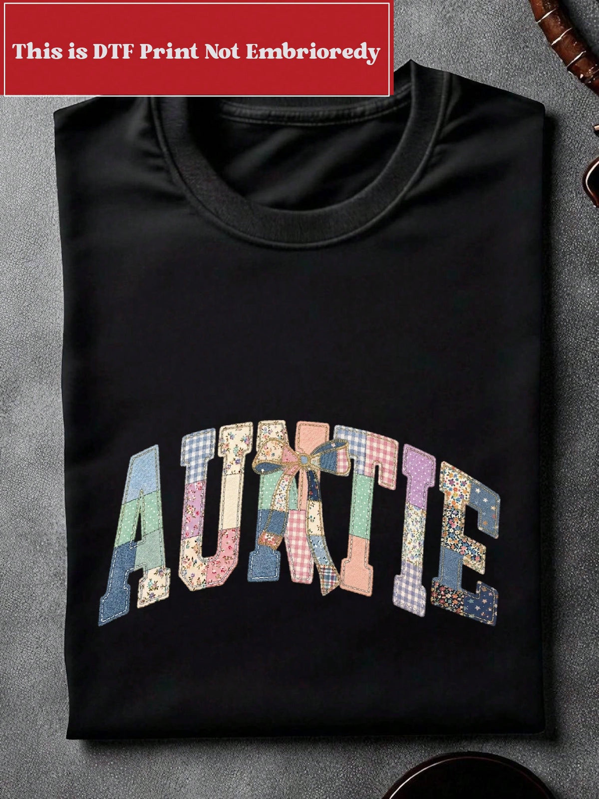 Auntie Patchwork (DTF Graphic Print) T-Shirt