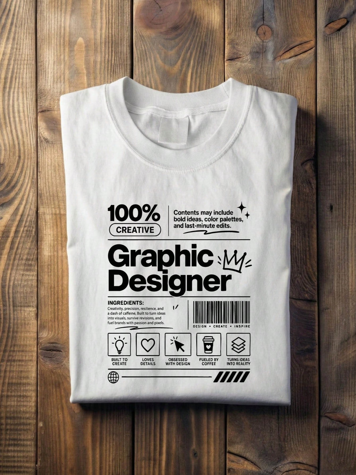 Graphic Designer Shirt | 100% Creative Nutrition Facts T-Shirt