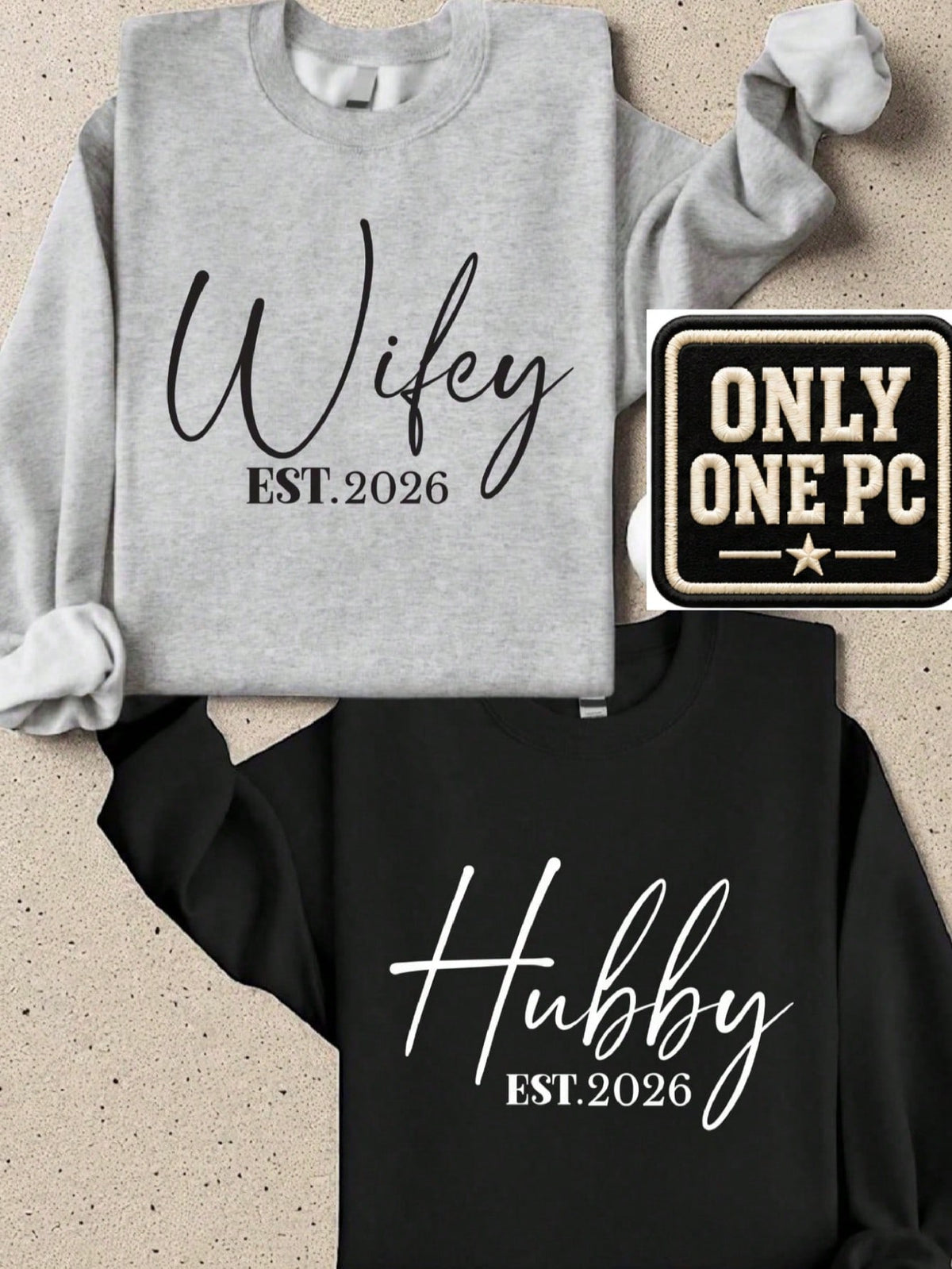 'Wifey' & 'Hubby' EST. 2026 Matching Couple Sweatshirt