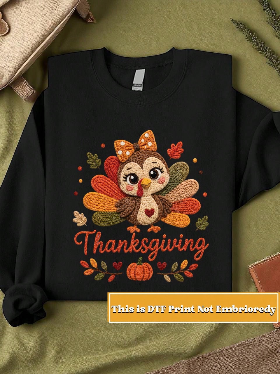 Thanksgiving Faux Yarn (DTF Graphic Print) Unisex Sweatshirt
