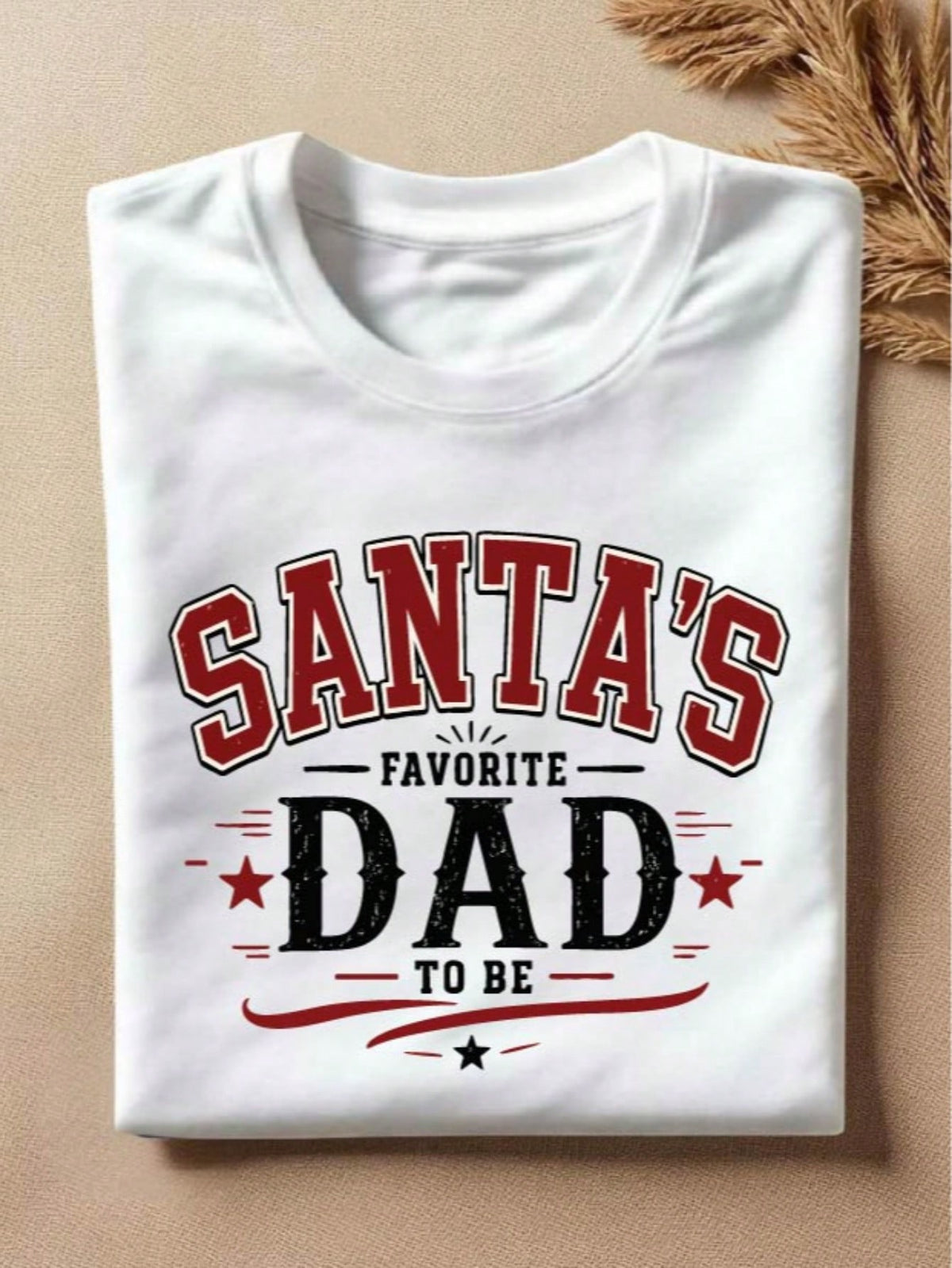 1 PC Santa's Favorite Mom Dad To Be T-Shirt