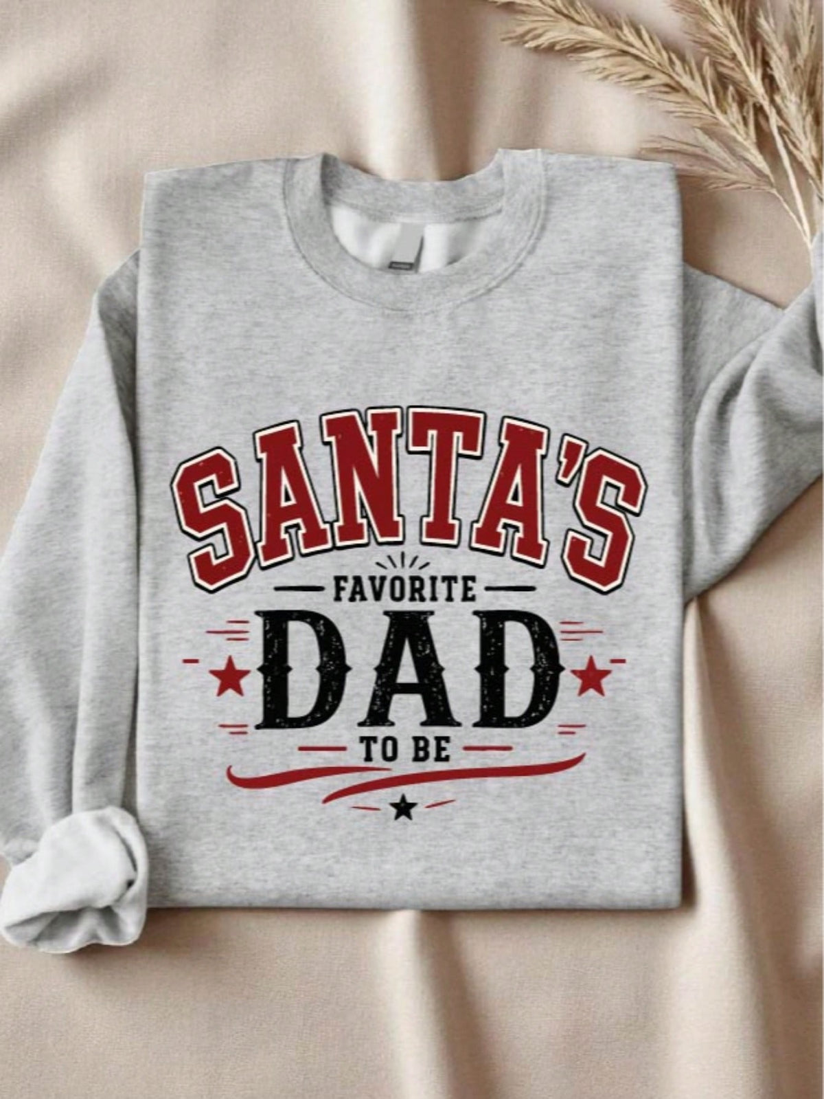 1 PC Santa's Favorite Mom Dad To Be Sweatshirt