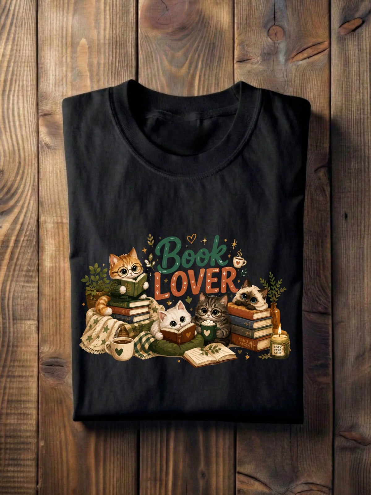 Book Lover Cats Reading T-Shirt