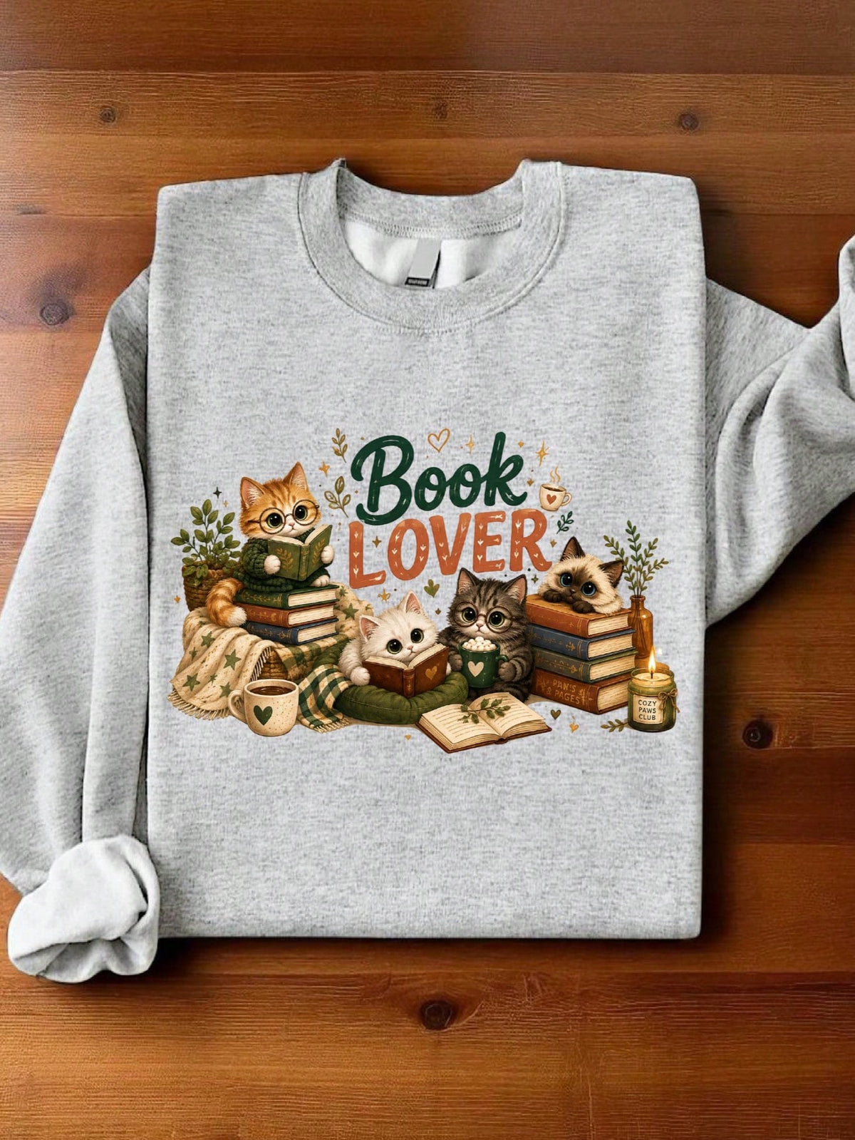 Book Lover Cats Reading Sweatshirt