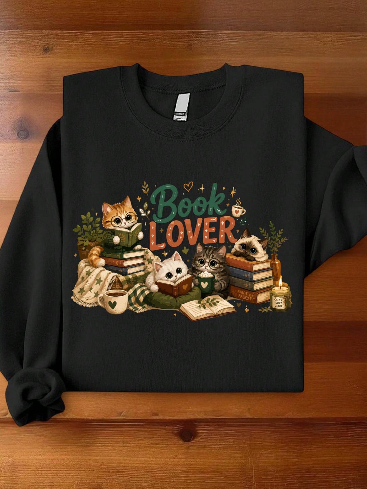 Book Lover Cats Reading Sweatshirt