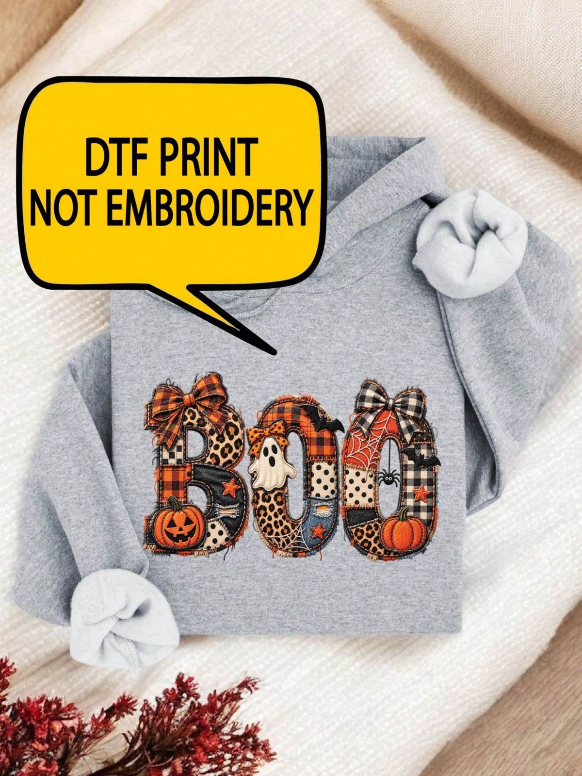 Boo Halloween Print Hoodie