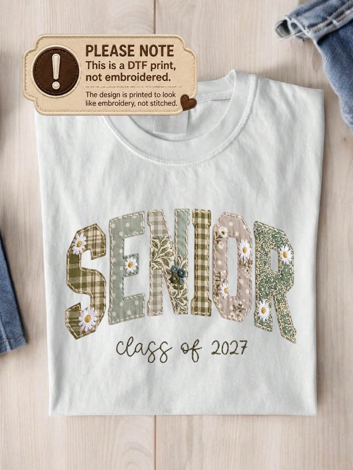Faux Patchwork Senior 2027 T-Shirt