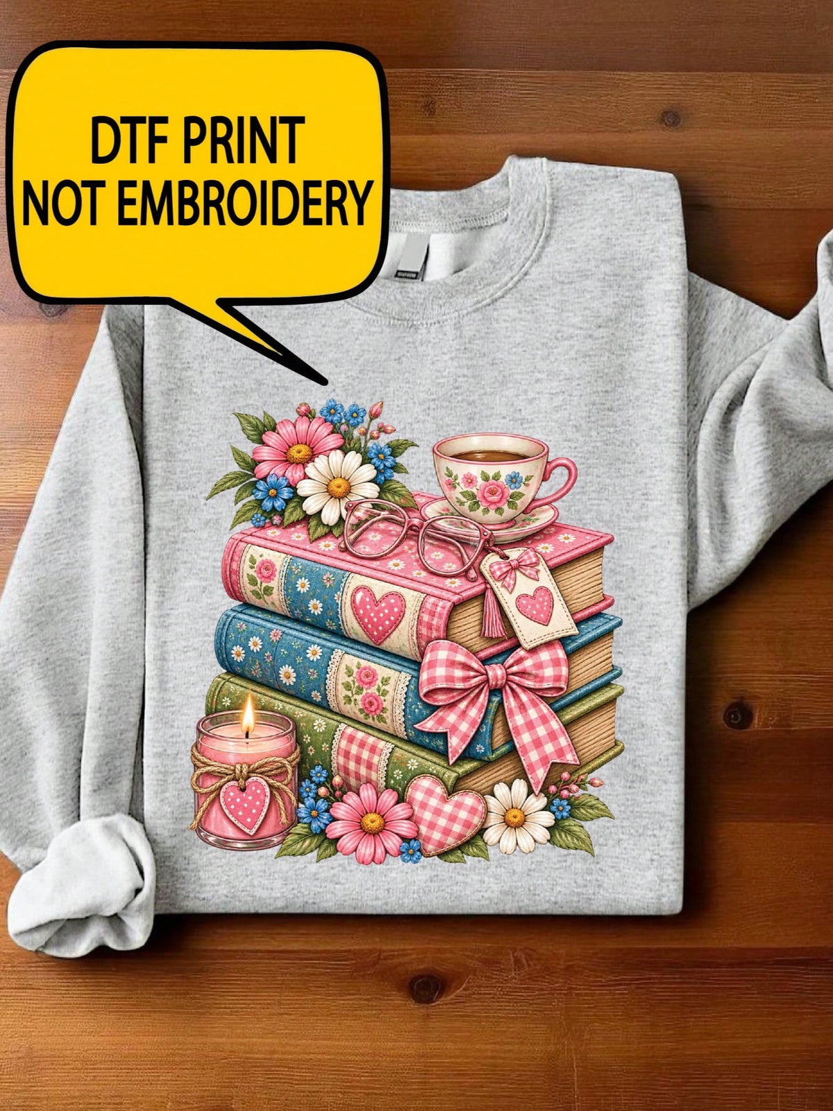 Floral Books And Coffee Sweatshirt