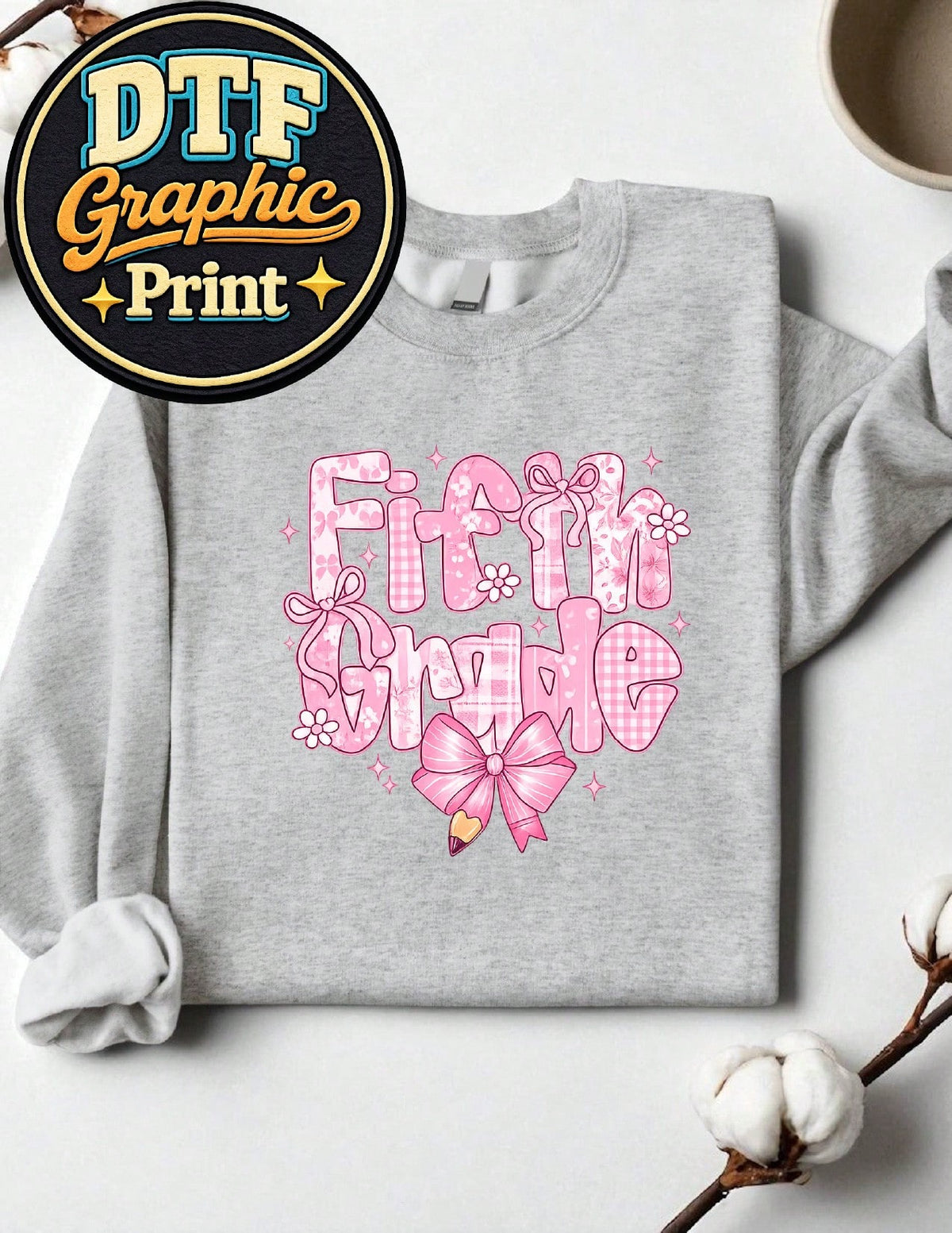 Preppy Floral Fifth Grade Sweatshirt