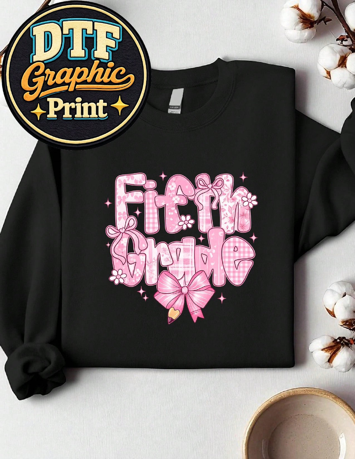 Preppy Floral Fifth Grade Sweatshirt