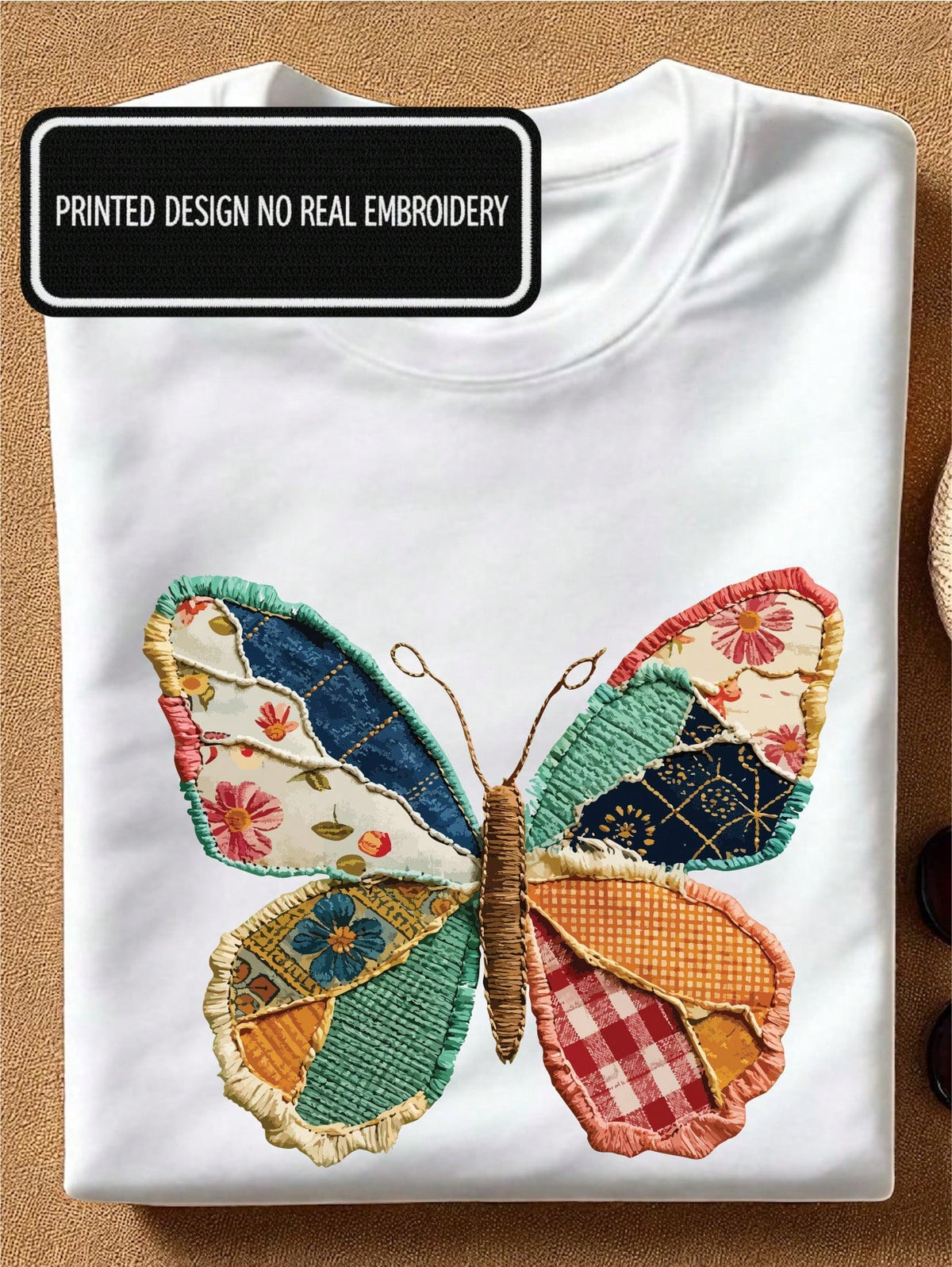 Faux Patchwork Butterfly T-Shirt