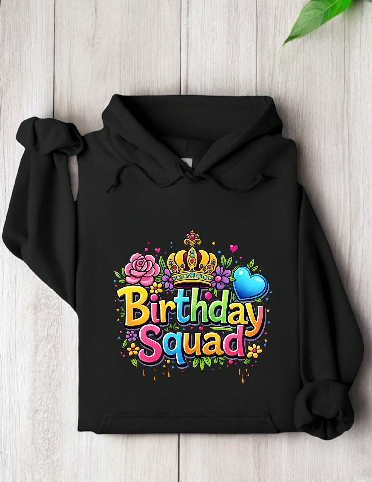 Colorful Birthday Squad Graphic Hoodie