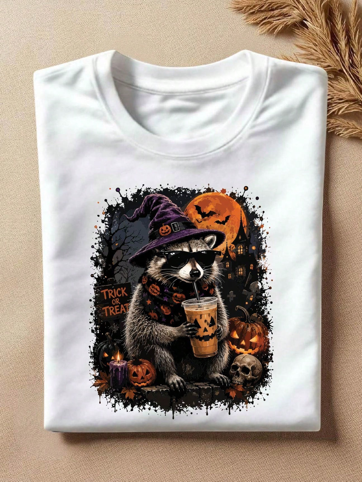 Halloween Raccoon Coffee T-Shirt
