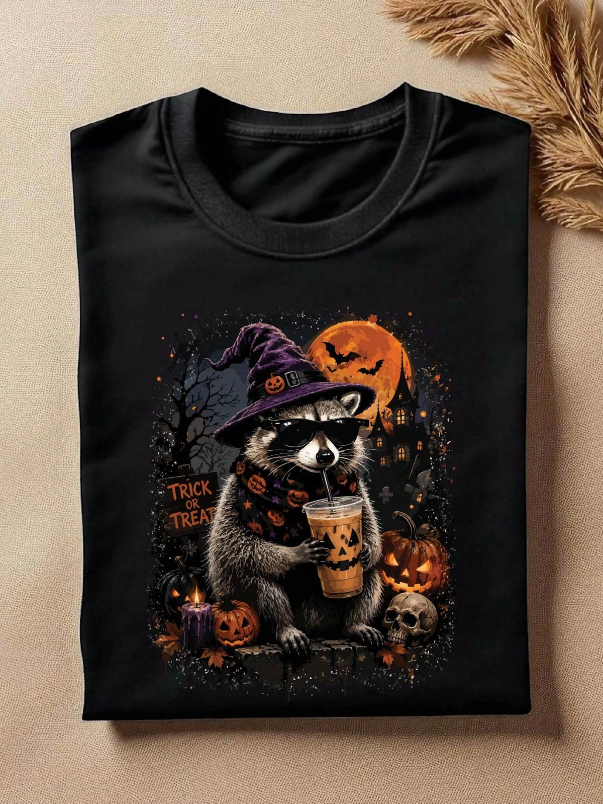 Halloween Raccoon Coffee T-Shirt